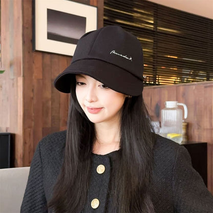 Lettering Embroidered Wide Brim Cap