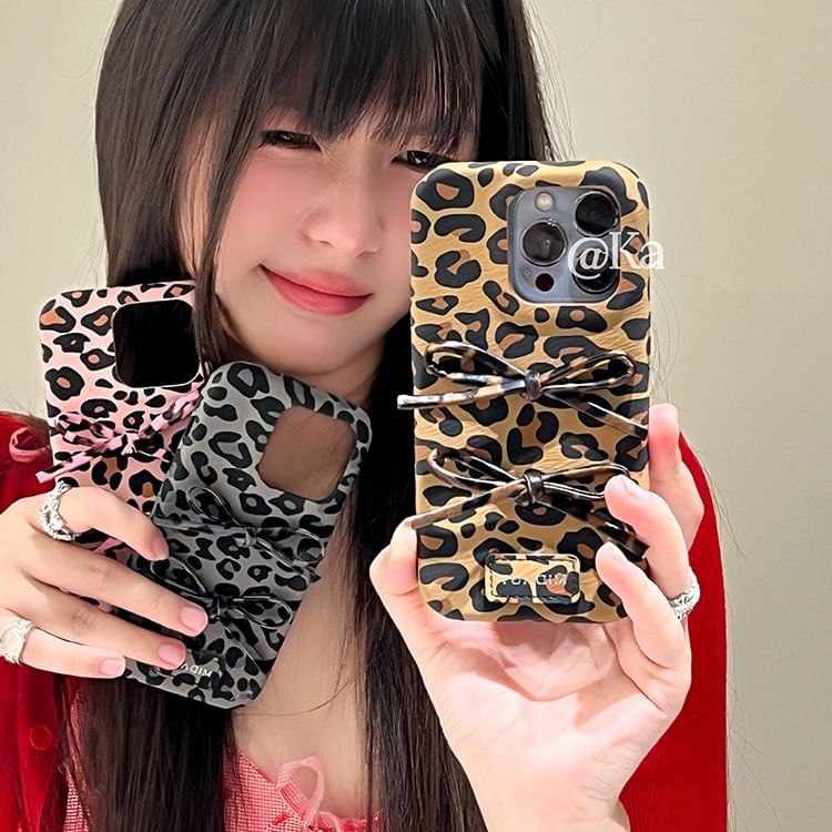 Bow Leopard Print Phone Case