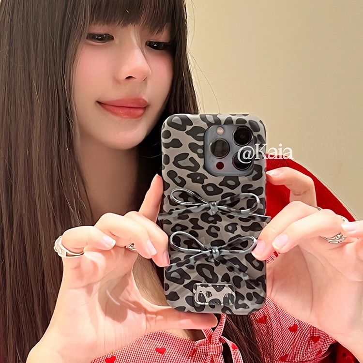 Bow Leopard Print Phone Case