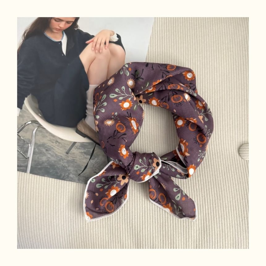 Floral Print Square Scarf