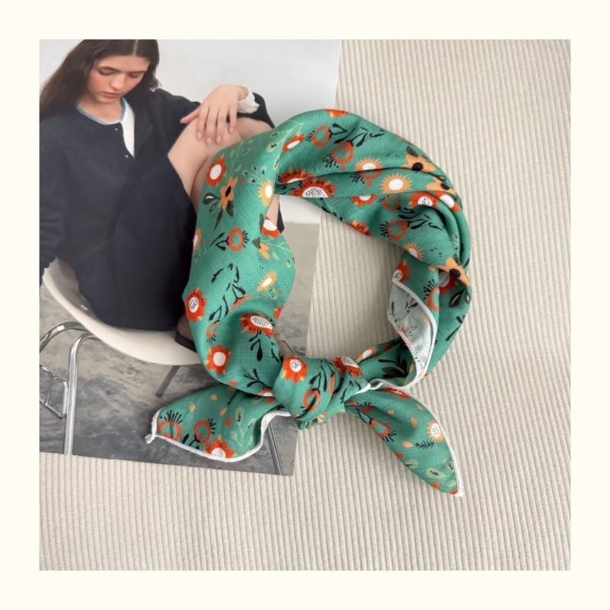 Floral Print Square Scarf