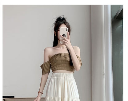 High Rise Plain Maxi A-Line Skirt