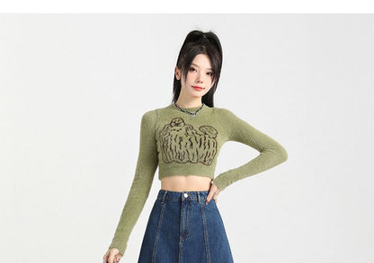 High Rise Contrast Stitching Denim Midi A-Line Skirt