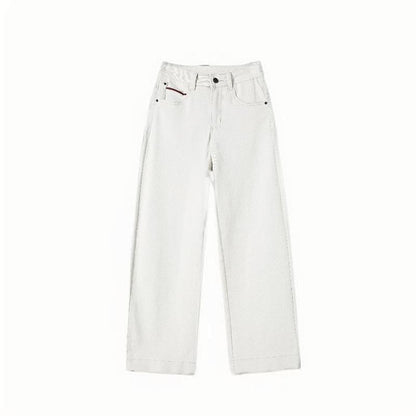 High Rise Contrast Trim Wide Leg Jeans