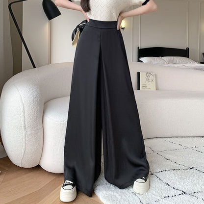 High Waist Plain Wide Leg Pants