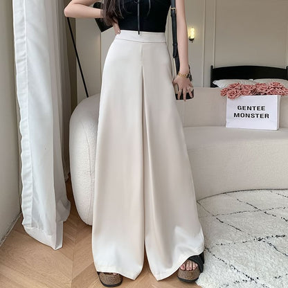 High Waist Plain Wide Leg Pants