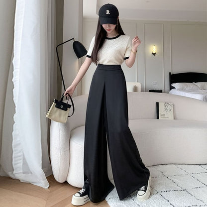 High Waist Plain Wide Leg Pants