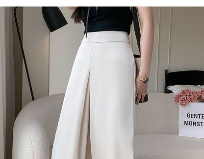High Waist Plain Wide Leg Pants