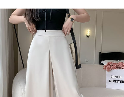 High Waist Plain Wide Leg Pants
