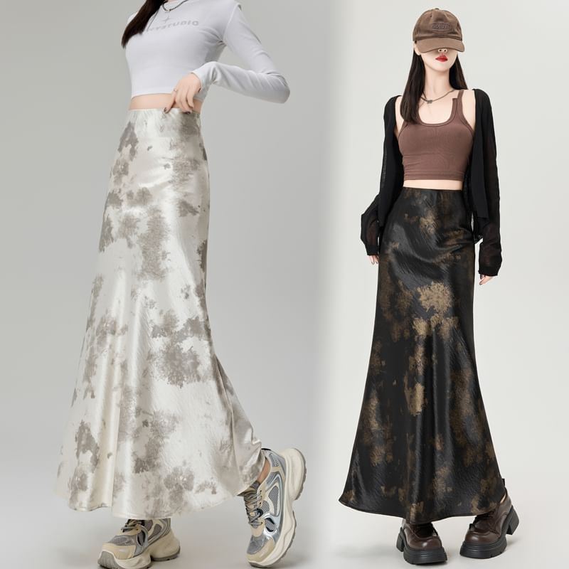 High Rise Tie Dye Maxi Mermaid Skirt