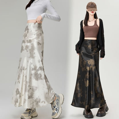 High Rise Tie Dye Maxi Mermaid Skirt