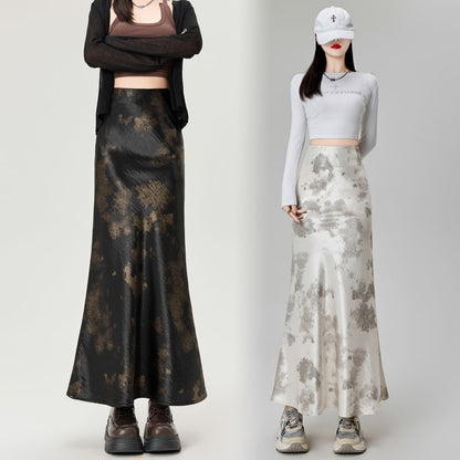 High Rise Tie Dye Maxi Mermaid Skirt