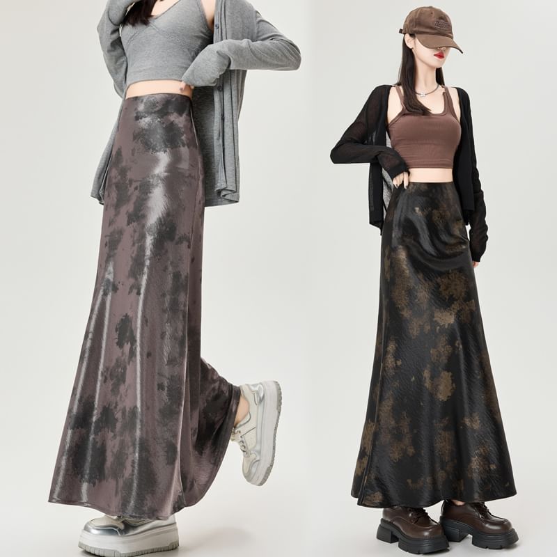 High Rise Tie Dye Maxi Mermaid Skirt