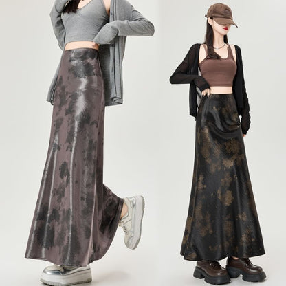 High Rise Tie Dye Maxi Mermaid Skirt