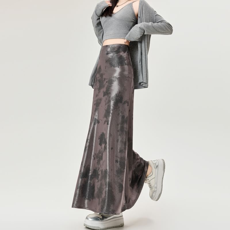High Rise Tie Dye Maxi Mermaid Skirt