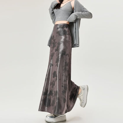High Rise Tie Dye Maxi Mermaid Skirt