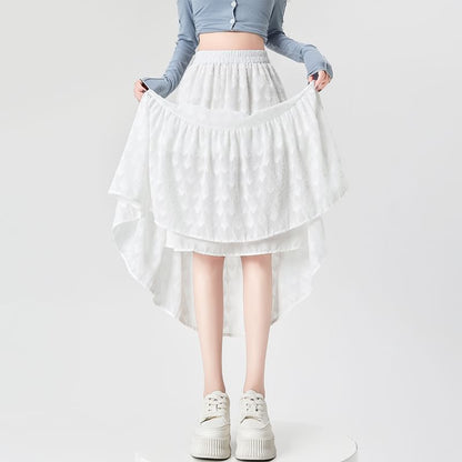 High Waist Patterned Midi A-Line Skirt