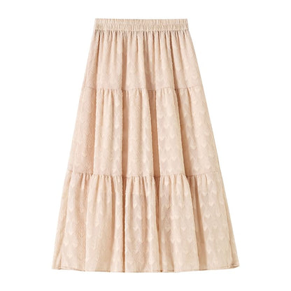 High Waist Patterned Midi A-Line Skirt