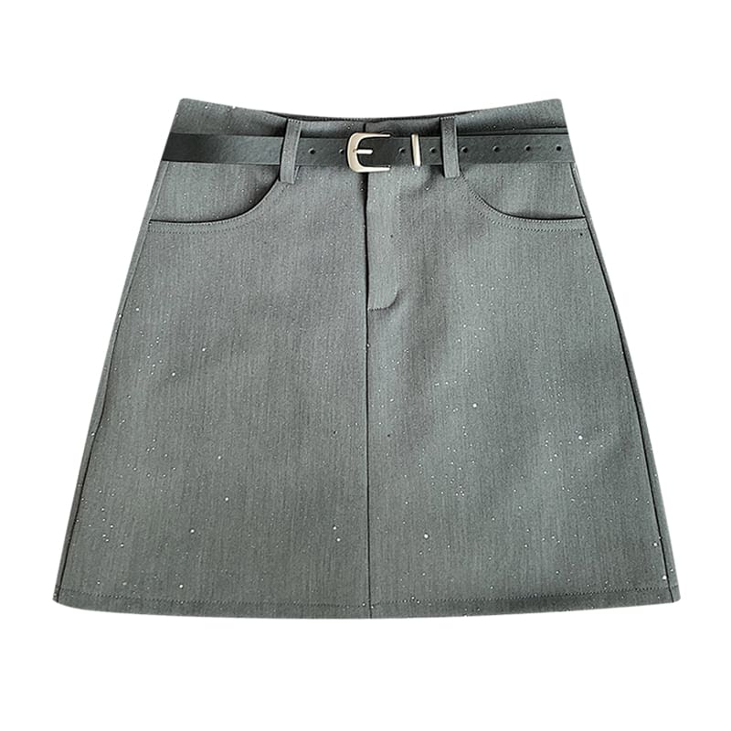High Waist Sequin Mini A-Line Skirt