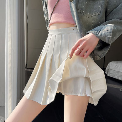 High Waist Sequin Pleated Mini A-Line Skirt