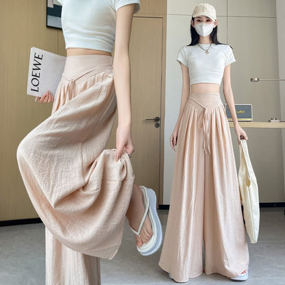 High Waist Plain Inverted Pleated Wide Leg Pants (Various Designs)