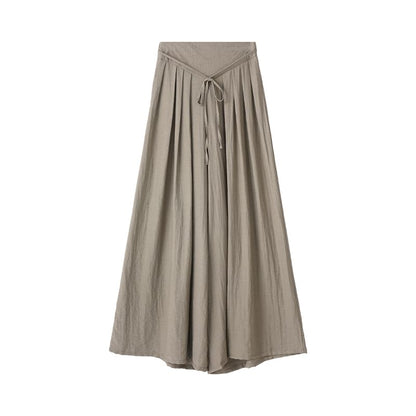 High Waist Plain Inverted Pleated Wide Leg Pants (Various Designs)