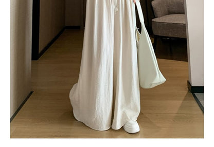 High Waist Plain Inverted Pleated Wide Leg Pants (Various Designs)