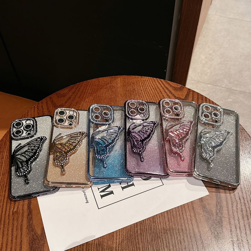 Stand Butterfly Embellished Case Phone