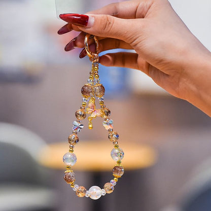 Pad Strap Phone Faux Lanyard Crystal with Butterfly