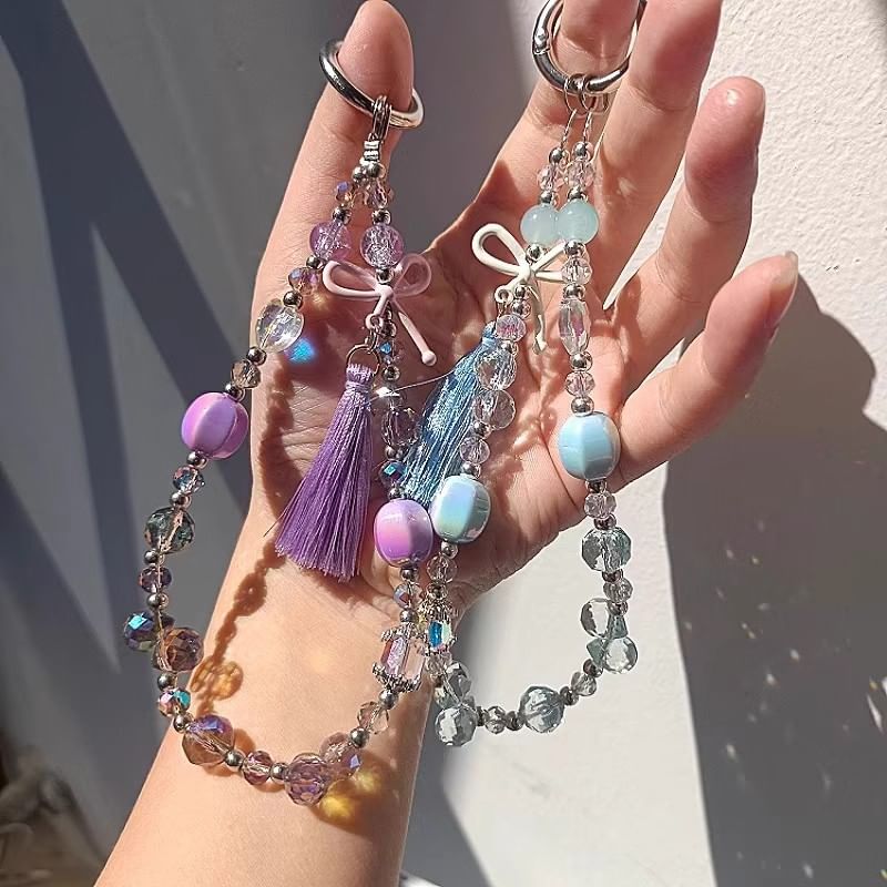 Lanyard with Bow Strap Pad Phone Crystal Faux