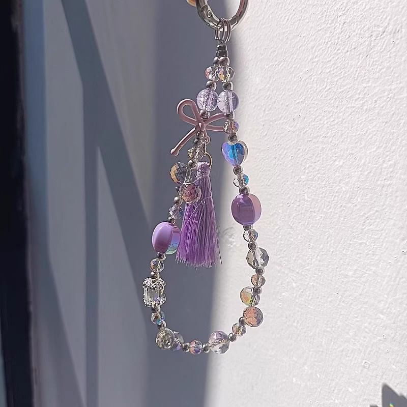 Lanyard with Bow Strap Pad Phone Crystal Faux