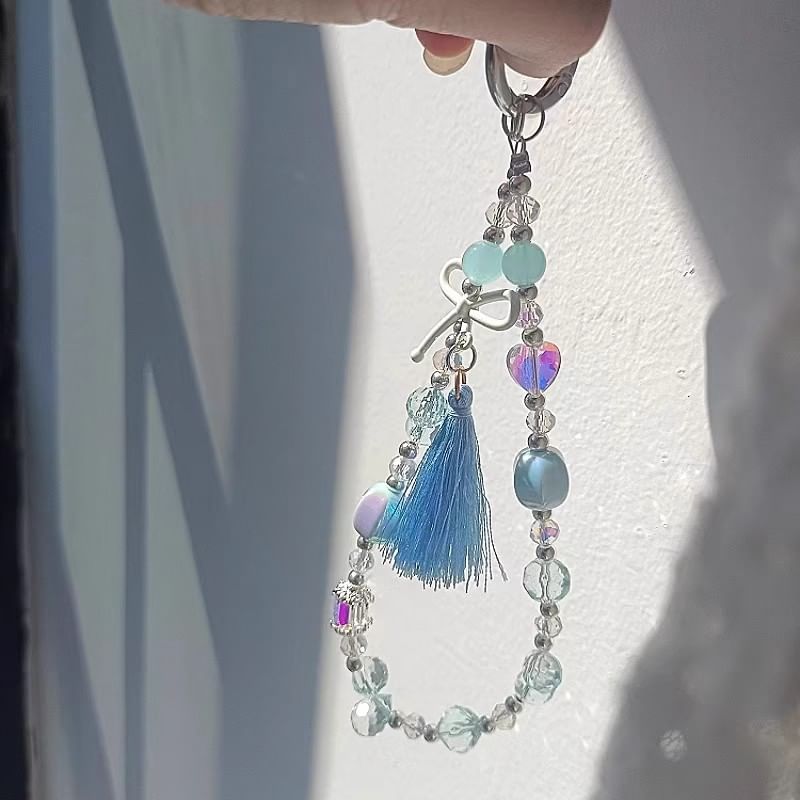 Lanyard with Bow Strap Pad Phone Crystal Faux