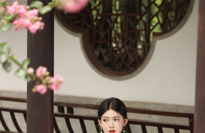 3/4 Sleeve Plaid Midi Sheath Qipao