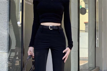 High Rise Plain Flared Pants