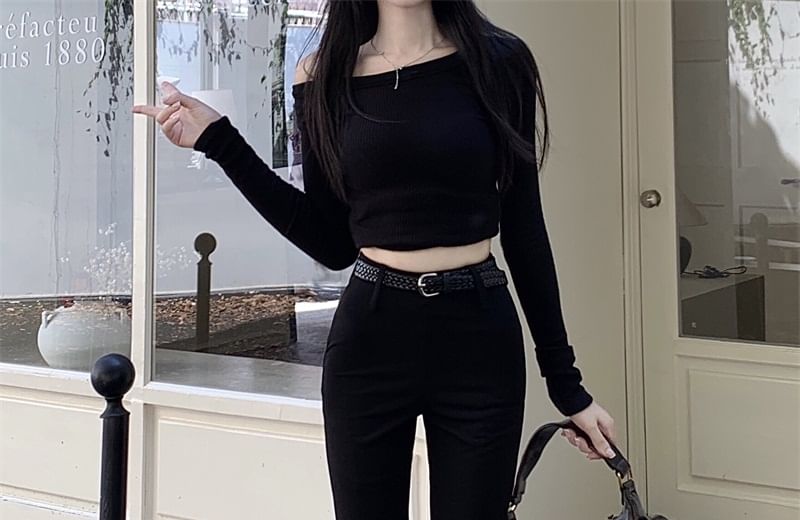 High Rise Plain Flared Pants