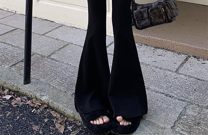 High Rise Plain Flared Pants