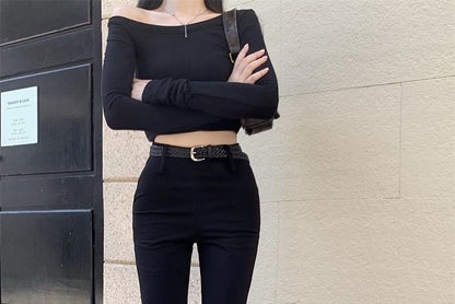 High Rise Plain Flared Pants