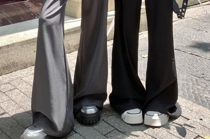 High Waist Skirt Overlay Plain Flared Pants