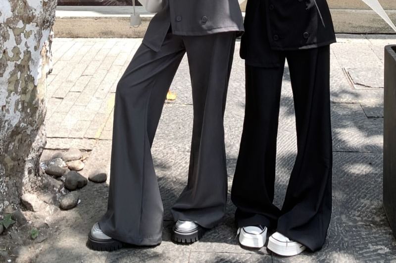 High Waist Skirt Overlay Plain Flared Pants