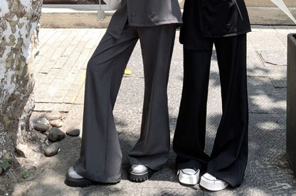 High Waist Skirt Overlay Plain Flared Pants