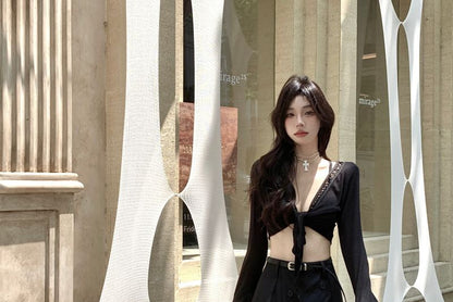 High Waist Skirt Overlay Plain Flared Pants