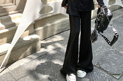 High Waist Skirt Overlay Plain Flared Pants