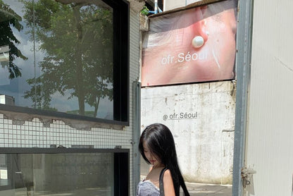 Strapless Striped Tube Top / Mid Waist Wide Leg Pants