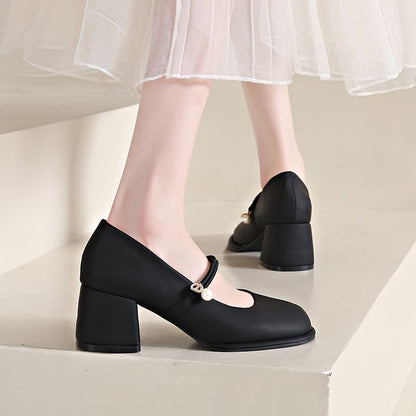 Chunky Heel Mary Jane Pumps