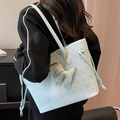 Bag Leather Patterned Tote Faux Drawstring