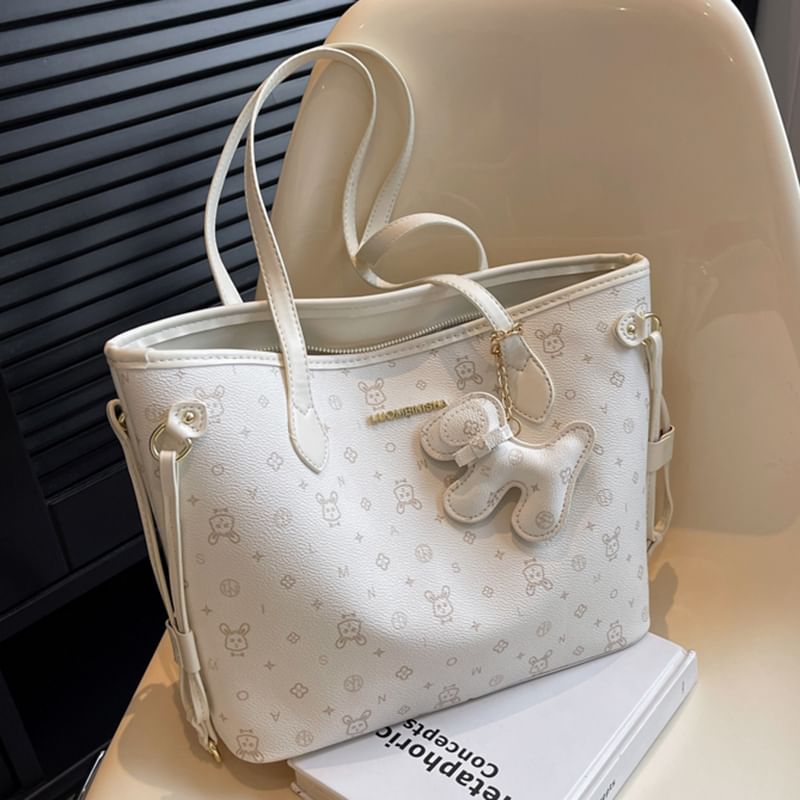 Bag Leather Patterned Tote Faux Drawstring