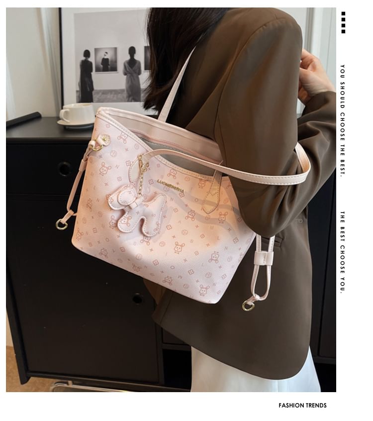 Bag Leather Patterned Tote Faux Drawstring