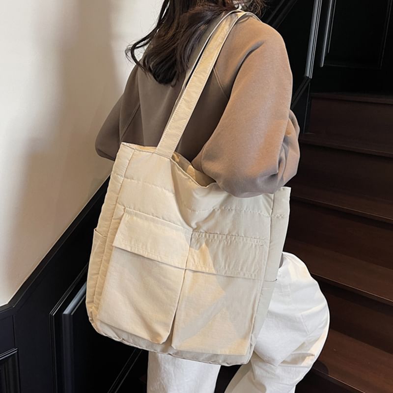 Fabric Tote Pocket Bag Flap Plain