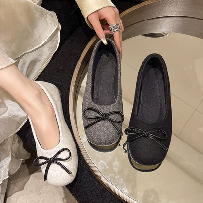 Round Toe Bow Accent Flats