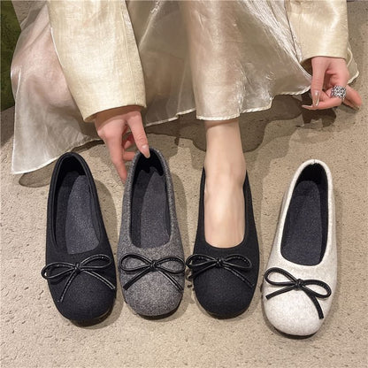 Round Toe Bow Accent Flats